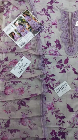 Afrozeh Printed Lawn 3pcs With Embroidered Neck Line