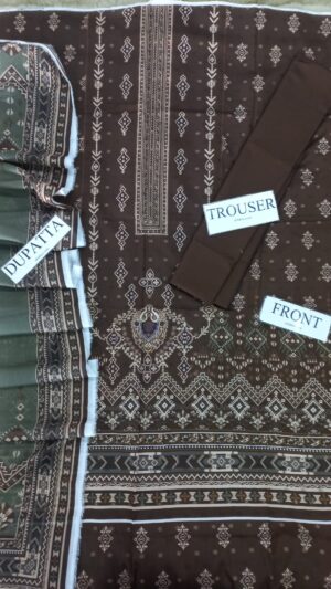 10 (3) JACQUARD Lawn Printed Suit With Printed Boti Shirt