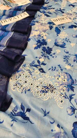 GULAHMED Lawn Printed High Quality Suit With Embroidery Daman