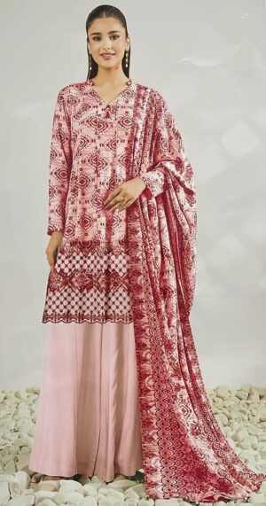 10 NISHAT Lawn Printed 3pcs Suit With Embroidery Daman
