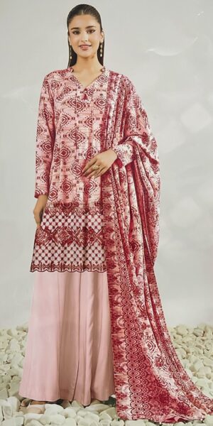 10 NISHAT Lawn Printed 3pcs Suit With Embroidery Daman
