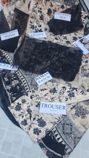 10a (3) BAROQUE Lawn Suit With Printed Patch Dupatta