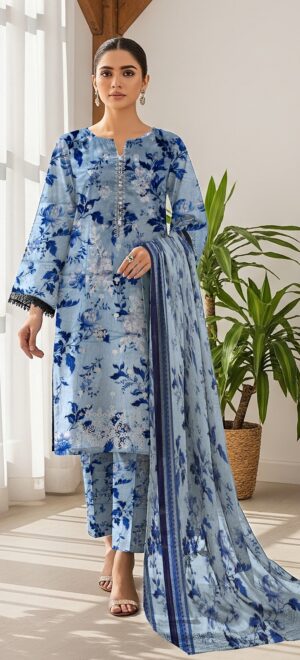 GULAHMED Lawn Printed High Quality Suit With Embroidery Daman