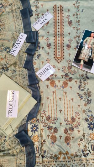 SAYA Lawn Printed Suit With Embroidered and Printed Daman