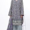 11b KHAADI Lawn Printed Suit With Heavy ChikanKari