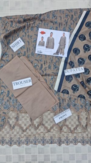 KHAADI Heavy ChikanKari Printed Lawn 3pc Suit