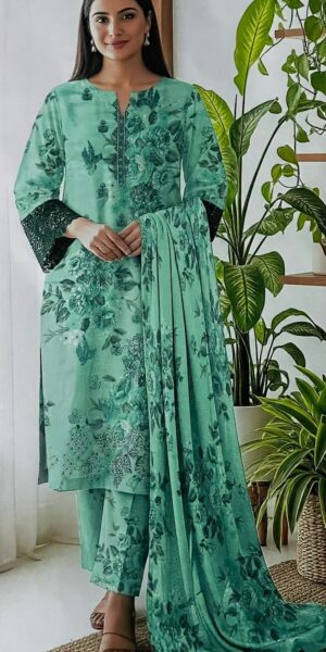 12b BEECHTREE Lawn Printed Embroidered Suit With Chiffon Dupatta