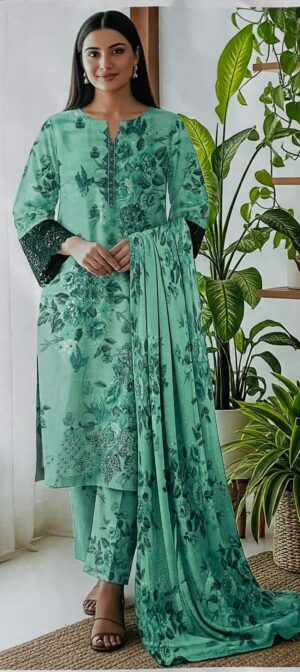 12b BEECHTREE Lawn Printed Embroidered Suit With Chiffon Dupatta
