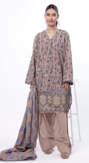 KHAADI Heavy ChikanKari Printed Lawn 3pc Suit
