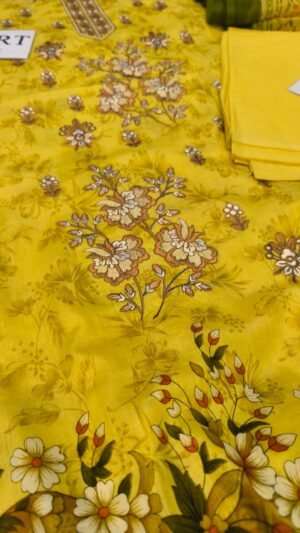 EDENROBE Lawn Printed Suit With Printed And Embroidered Daman