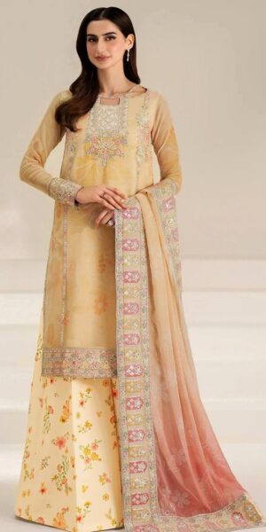 13b FARASHA Embroidered Neck 3pc Lawn Fabric Suit