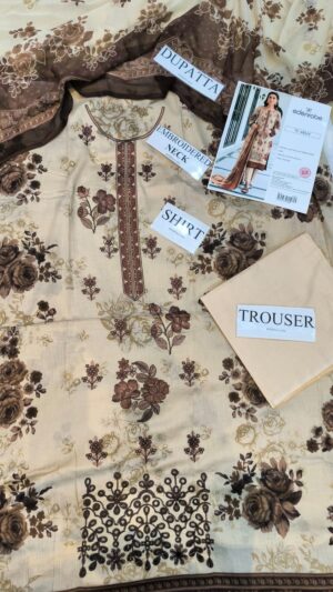 EDENROBE Printed Lawn Suit With Embroidered and Printed Shirt