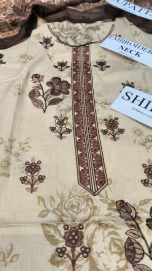 EDENROBE Printed Lawn Suit With Embroidered and Printed Shirt