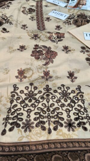 EDENROBE Printed Lawn Suit With Embroidered and Printed Shirt