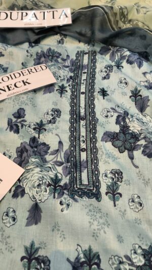 BAREEZE Lawn Printed Suit With Embroidered Daman