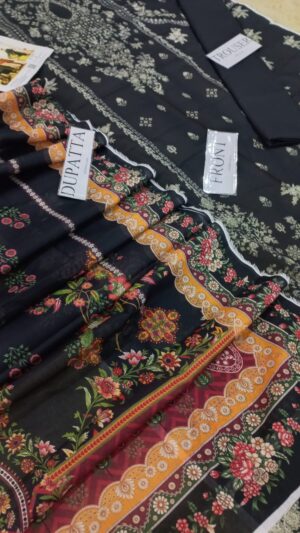 FREESIA Lawn Printed Suit With Printed Sleeves 3pc