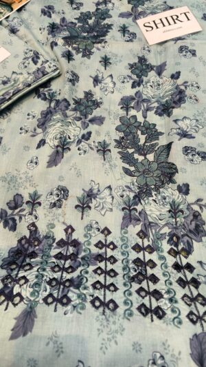 BAREEZE Lawn Printed Suit With Embroidered Daman