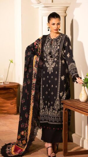 FREESIA Lawn Printed Suit With Printed Sleeves 3pc