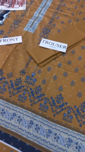 JACQUARD 3pc Lawn Printed Suit With Dyed Trouser