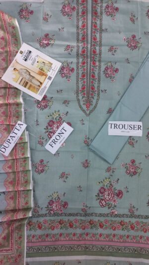 17 (5) GLORY Lawn Printed NeckLine 3pc Suit