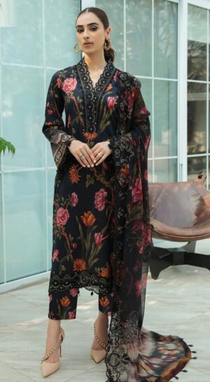 18b Nureh Embroidered Daman Patch Lawn Fabric Suit 2026