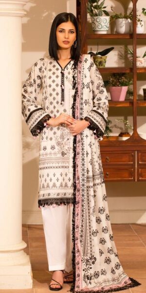 18b ONYX Lawn Printed Suit With Printed Daman 3pc