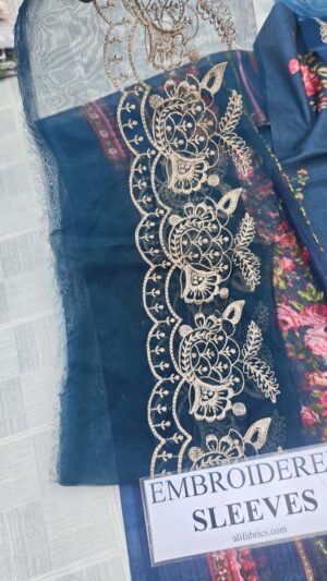 1a (4) IZNIK 3pc Lawn Printed Suit with Embroidered Sleeves