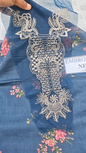 1a (7) IZNIK 3pc Lawn Printed Suit with Embroidered Sleeves