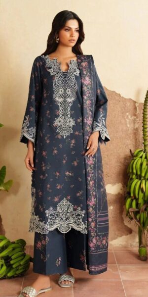 1b IZNIK 3pc Lawn Printed Suit with Embroidered Sleeves
