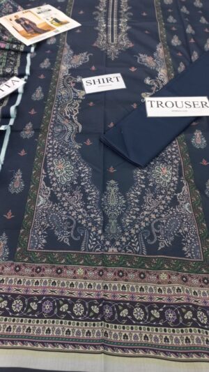 2 (1) BLUEBELL Lawn Printed 3pc Blue Suit