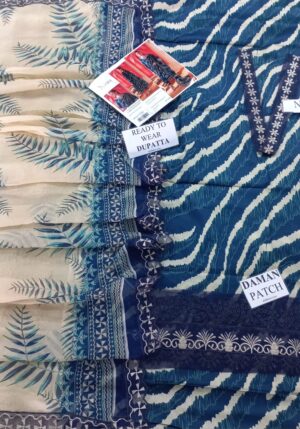 Nureh 3pc Lawn Fabric Suit With Embroidered Sleeves