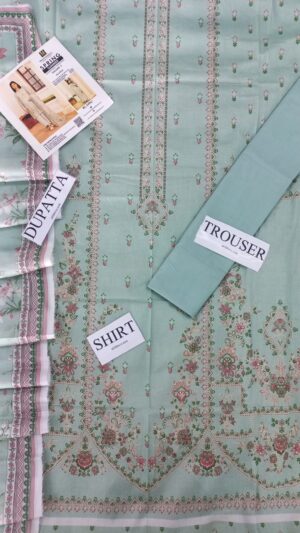 3 (4) AZELEA Lawn Printed Suit With Dyed Trouser