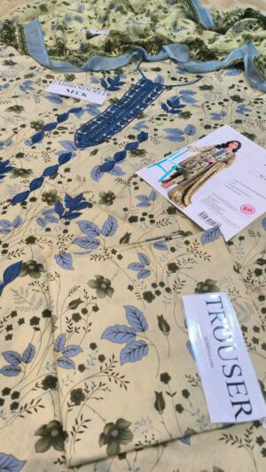 Jazmin Lawn Printed Embroidered Suit With Chiffon Dupatta