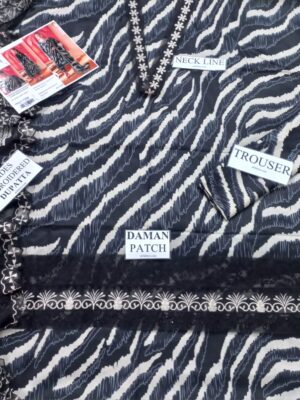 NUREH 3pc Lawn Printed Suit With Chiffon Dupatta