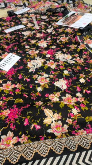 4 (2) AK STUDIO Lawn Printed Embroidered Neckline Suit