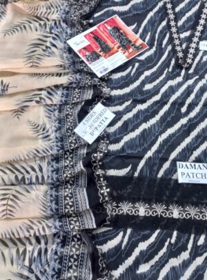 NUREH 3pc Lawn Printed Suit With Chiffon Dupatta