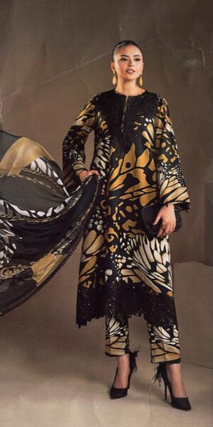 4b MARIA B Digital Lawn Printed Suit With Embroidery Patches