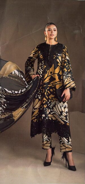 MARIA B Digital Lawn Printed Suit With Embroidery Patches
