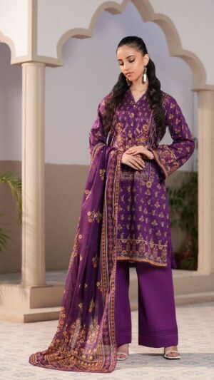 5 JACQAURD Lawn Printed Suit With Printed Sleeves