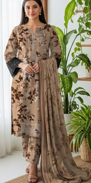 6b GULAHMED Lawn Printed Shirt With Embroidery