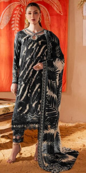 6b NUREH 3pc Lawn Printed Suit With Chiffon Dupatta