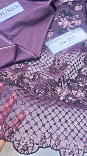 7a (6) FARASHA Embroidery Daman Printed Lawn 3pc Suit