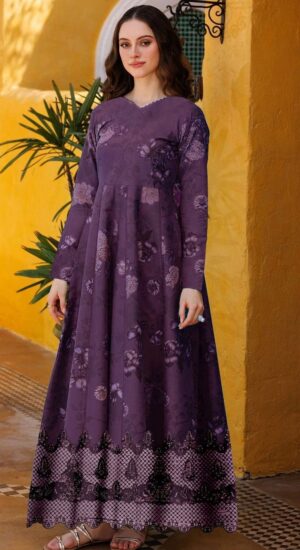 7b FARASHA Embroidery Daman Printed Lawn 3pc Suit