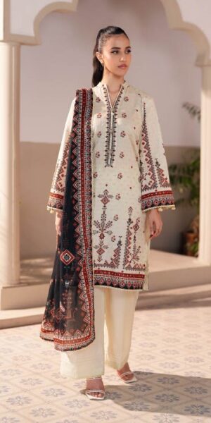 8 JACQUARD Lawn Printed Suit With Dyed Trouser