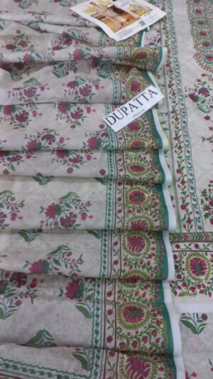 9 (2) JASMINE Lawn Printed Suit With Printed NeckLine 3pc