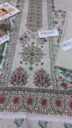 9 (4) JASMINE Lawn Printed Suit With Printed NeckLine 3pc