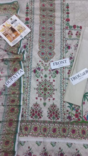 9 (5) JASMINE Lawn Printed Suit With Printed NeckLine 3pc