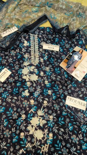 JAZMIN Lawn Printed Suit With Embroidery Daman