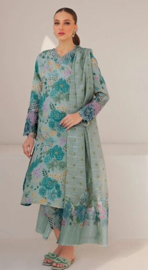 BOROQUE Lawn Printed Suit With Dyed Trouser