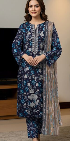 9b JAZMIN Lawn Printed Suit With Embroidery Daman